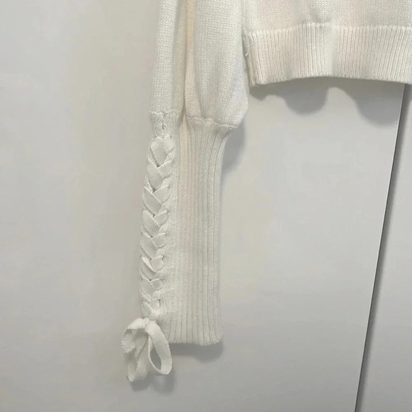 525 NWOT Cotton Sweater String Detail Puff Sleeve, Size  XL - Picture 4 of 10